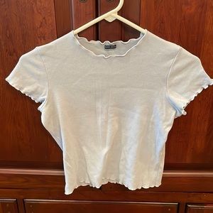 Light blue brandy Melville ruffled crop top